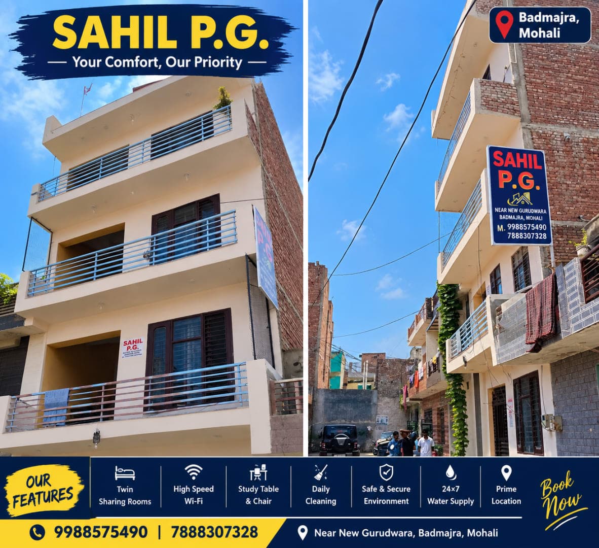 Sahil PG Balongi β Rooms Available | βΉ5500ββΉ6000 | Near Chandigarh