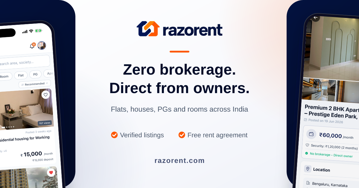Razorent — Zero Brokerage House, Flat & PG Rentals in India